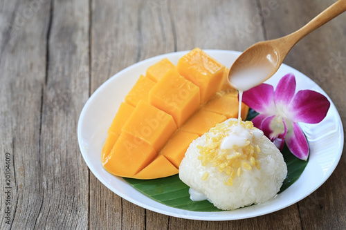 mango and sticky rice. photo