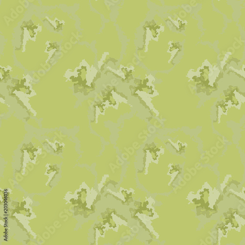 Camouflage seamless pattern. Background in different shades of green. Vector illustration, repeat camo as military print for paintball clothes, backdrop, endless grunge texture © Ko_Te