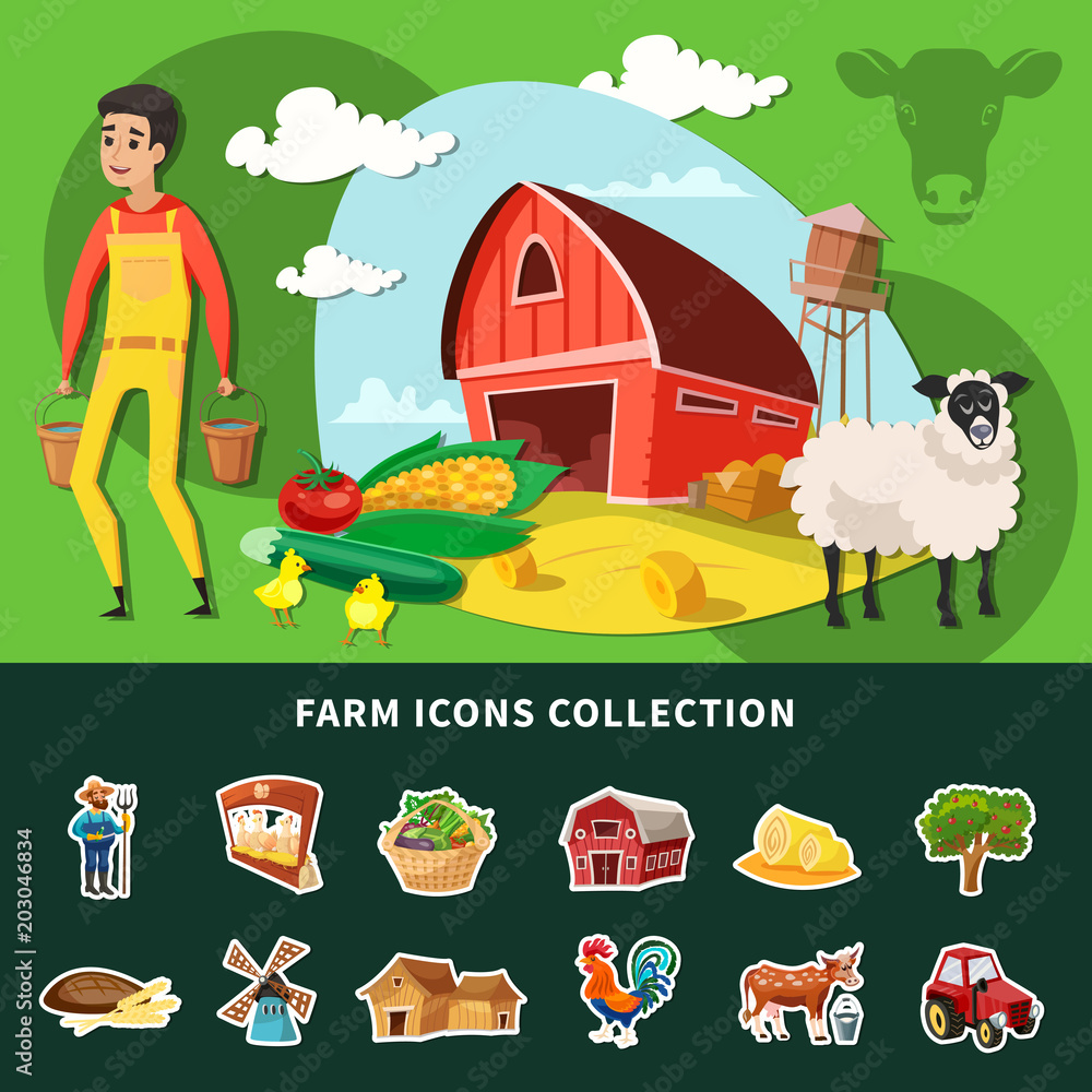 Cartoon Farm Composition Cartoon Farm Composition