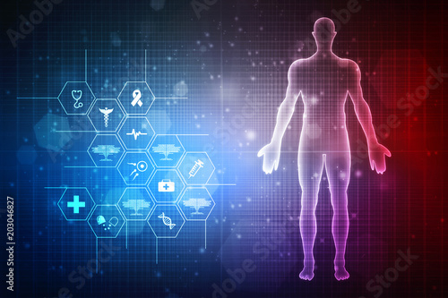 2d illustration Human Male Muscle Body
