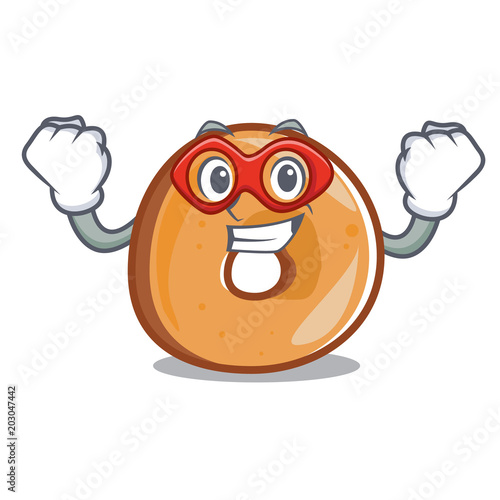 Super hero bagels character cartoon style