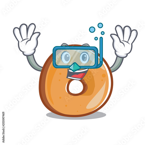 Diving bagels character cartoon style