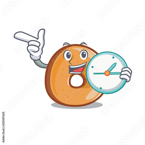 With clock bagels character cartoon style