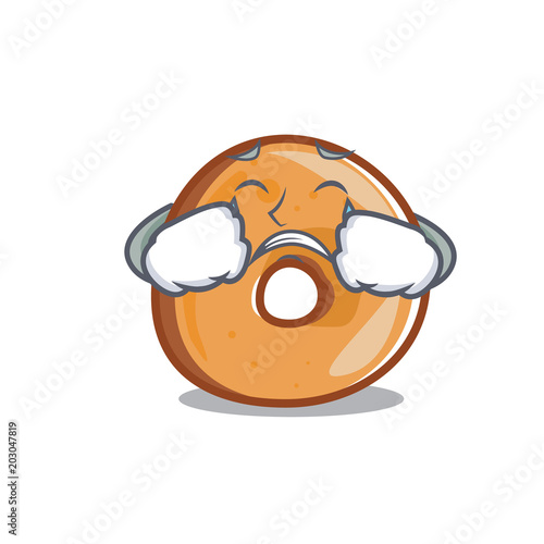 Crying bagels mascot cartoon style