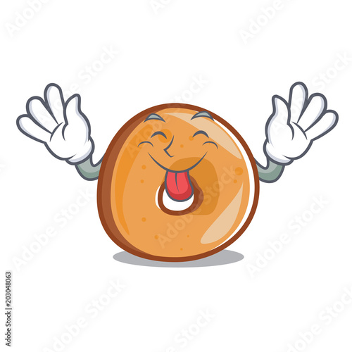 Tongue out bagels mascot cartoon style