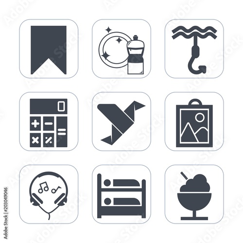 Premium fill icons set on white background . Such as modern, clean, art, concept, food, cleaner, creative, calculator, bookmark, picture, sound, sign, geometric, hostel, financial, bird, finance, star