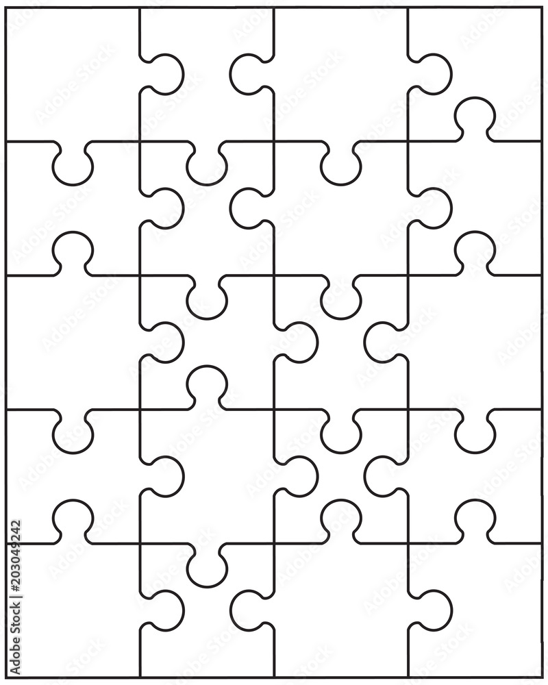 Illustration of separate parts of white puzzle Illustration of separate parts of white puzzle