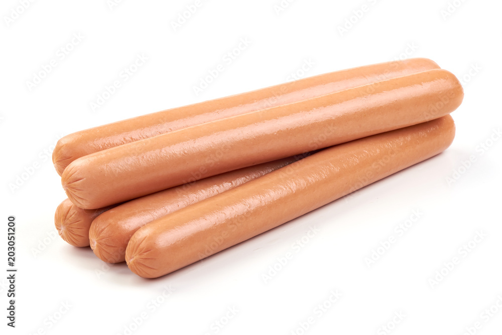 Hot dog Sausages, isolated on a white background Hot dog Sausages, isolated on a white background