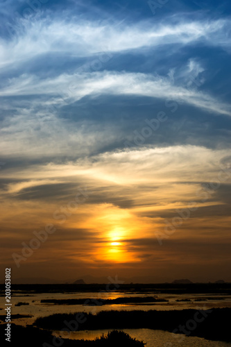 Sunset sky with road