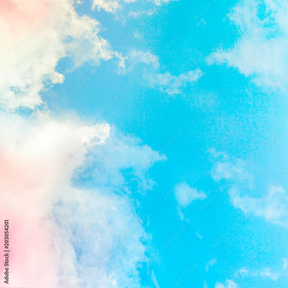 White and Pink clouds in blue sky with empty space.