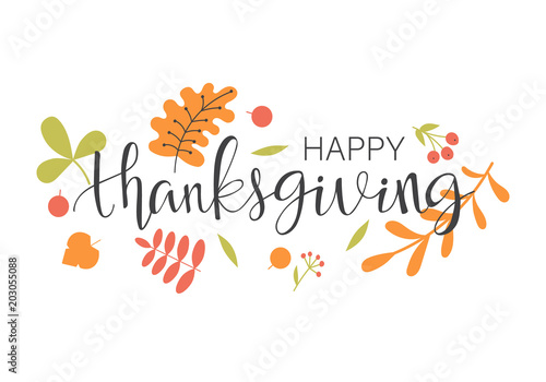 Hand drawn Happy Thanksgiving typography