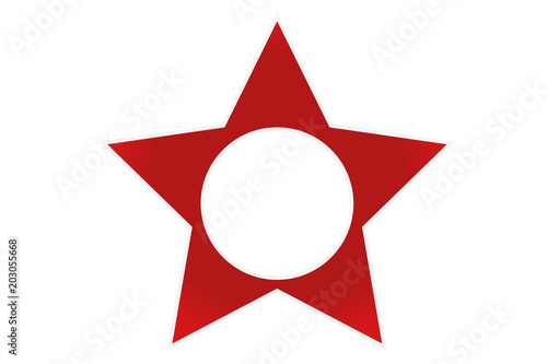 Estrella roja con un círculo en medio.