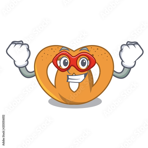Super hero pretzel character cartoon style