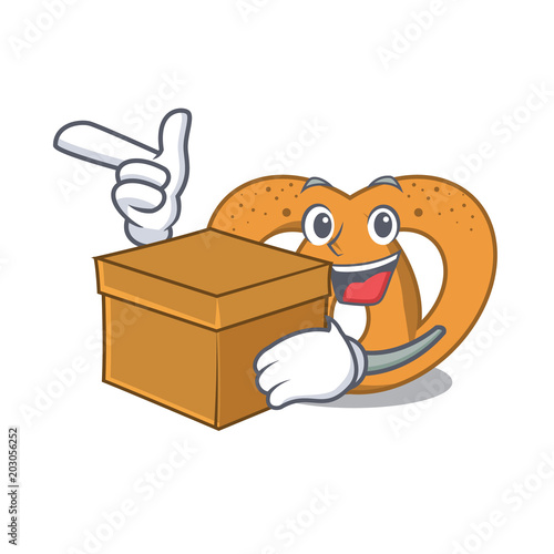 With box pretzel character cartoon style