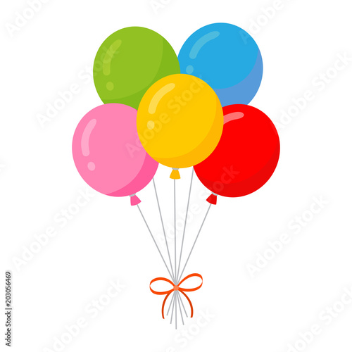 Colorful bunch of balloons isolated on white background