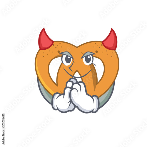 Devil pretzel mascot cartoon style