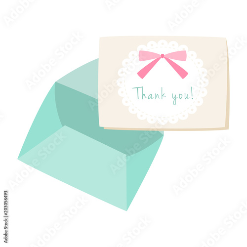 Green envelope with Thank you greeting card