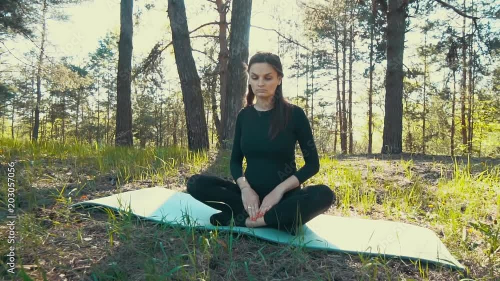 young pregnant woman doing yoga outside. young pregnant woman doing yoga outside.