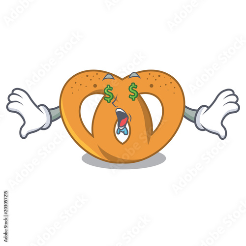 Money eye pretzel mascot cartoon style