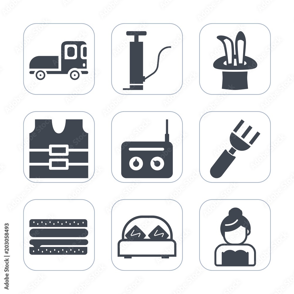 Premium fill icons set on white background . Such as music, trailer, fork, protective, love, transport, dinner, sandwich, radio, power, truck, restaurant, couple, safety, equipment, bedroom, sign, oil Premium fill icons set on white background . Such as music, trailer, fork, protective, love, transport, dinner, sandwich, radio, power, truck, restaurant, couple, safety, equipment, bedroom, sign, oil