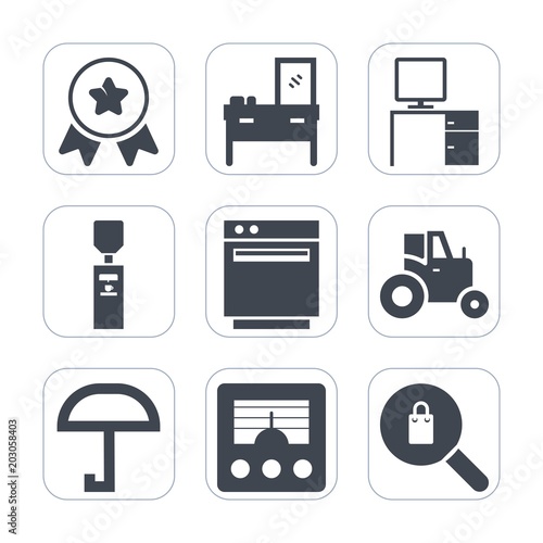 Premium fill icons set on white background . Such as office, stove, ribbon, modern, wood, clothing, antenna, agricultural, kitchen, home, field, appliance, furniture, weather, tractor, competition