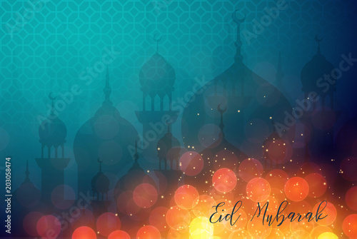 Mosques and lights night landscape background