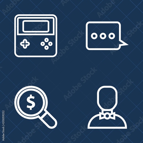 Premium set of outline vector icons. Such as human, interface, background, object, communication, business, message, element, arrow, envelope, profile, person, black, find, search, magnifying, receive