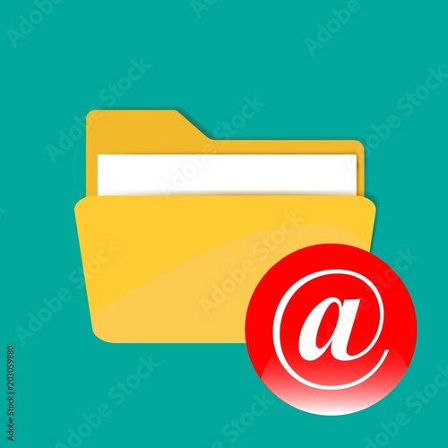 Folder vector icon. Folder and email icon. Notification of a letter in a folder