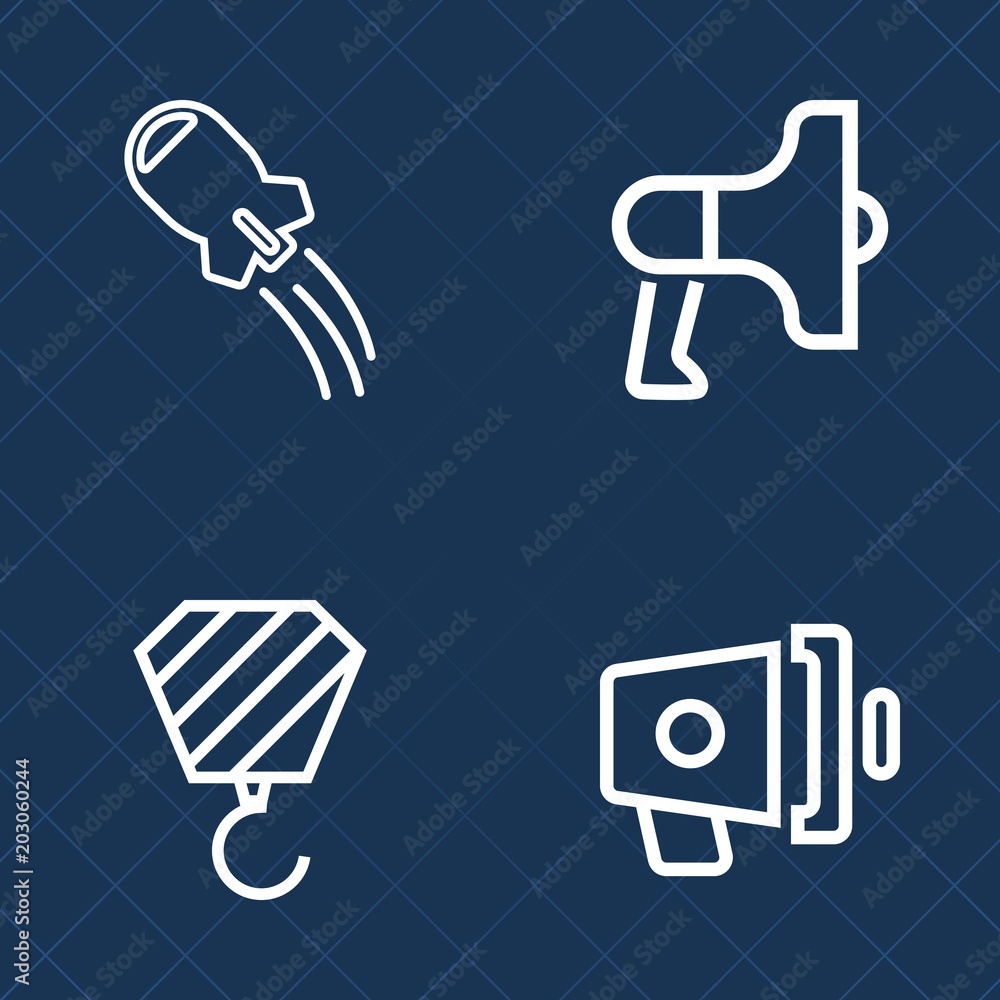 Premium set of outline vector icons. Such as spacecraft, technology, ship, planet, work, announcement, communication, craft, sound, industry, rocket, building, speaker, message, science, announce, sky Premium set of outline vector icons. Such as spacecraft, technology, ship, planet, work, announcement, communication, craft, sound, industry, rocket, building, speaker, message, science, announce, sky