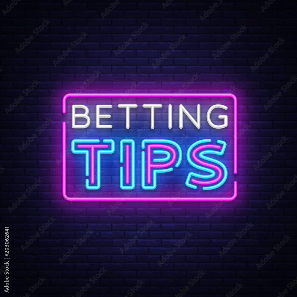 Betting Tips vector. Bet Tips neon sign. Bright night signboard on gambling, betting. Light banner, design element Betting Tips vector. Bet Tips neon sign. Bright night signboard on gambling, betting. Light banner, design element