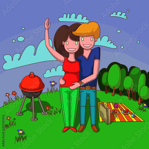 married couple on a picnic