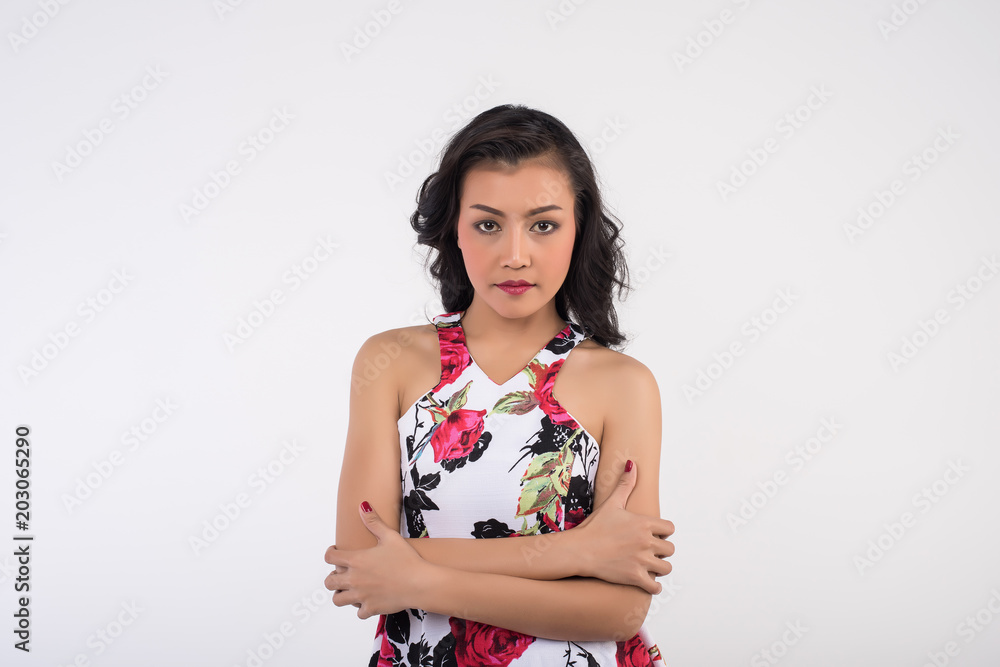 Portrait sexy woman on white background Portrait sexy woman on white background