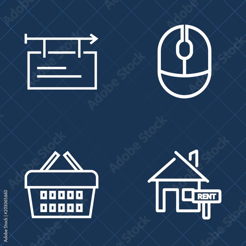 Premium set of outline vector icons. Such as technology, billboard, blank, pc, real, board, template, purchase, optical, equipment, sale, device, banner, rent, market, basket, retail, communication