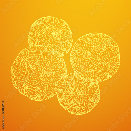 Abstract vector wireframe sphere globe with holes looks like small planet or asteroid. Vector low poly mesh illustration