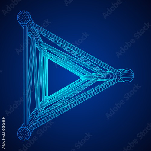 Truss girder element. Wireframe low poly mesh vector illustration.