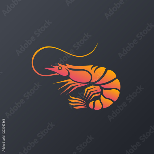 shrimp logo icon isolated on white background, Vector Illustration.