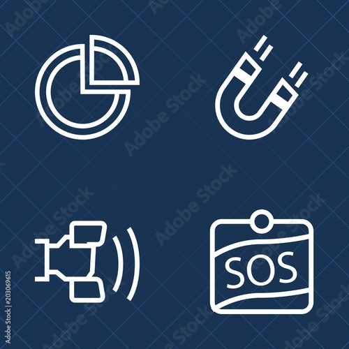 Premium set of outline vector icons. Such as rescue, modern, mobile, pole, presentation, magnetic, white, infographic, magnet, smart, attract, force, button, direction, technology, field, pie, cell