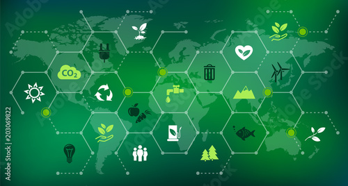 environmental consciousness / environmental challenges vector illustration