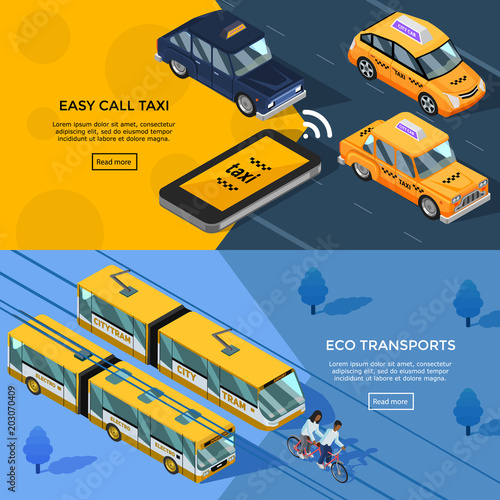 Isometric Transport Horizontal Banners