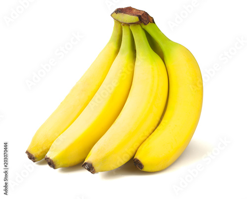 Ripe bananas on white background