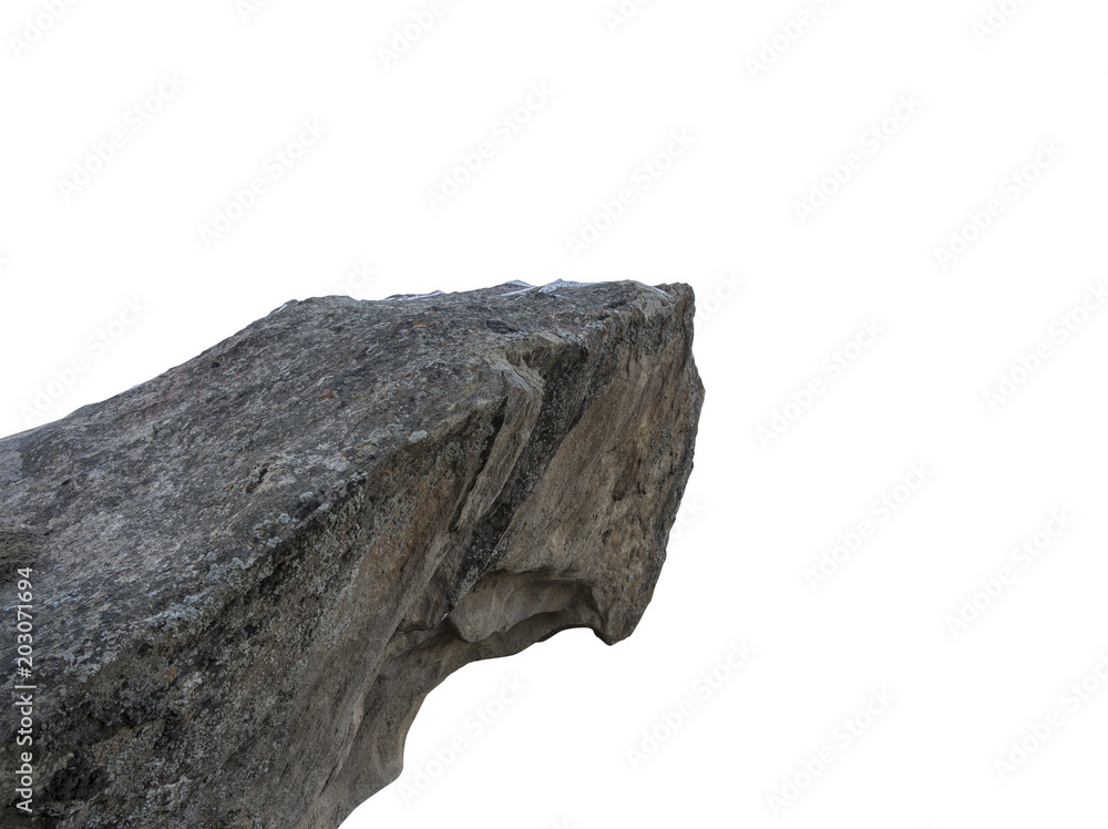 Obraz premium Kamień klifu na białym tle.