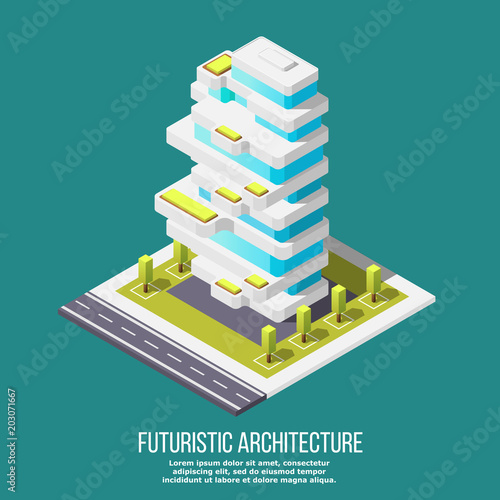 Future Architecture Isometric Background