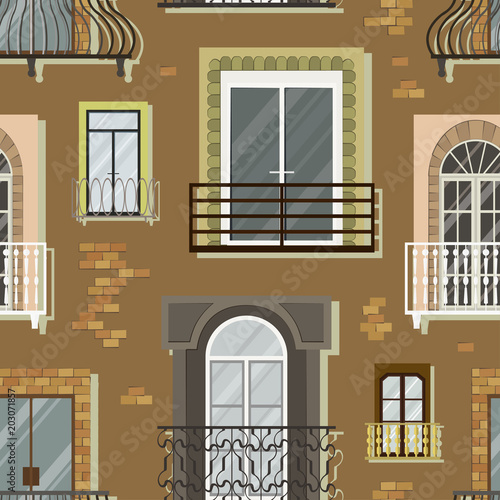 Window forms icons set balcony pattern