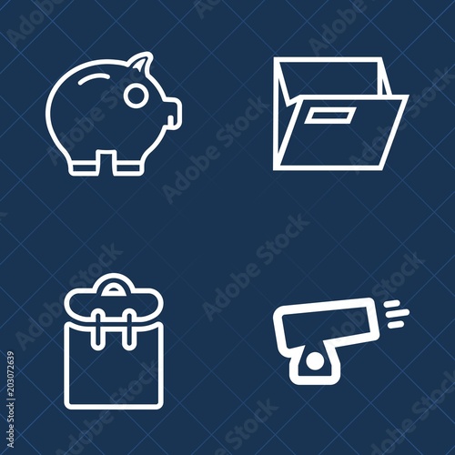 Premium set of outline vector icons. Such as bank, account, phone, passport, ransack, file, cash, save, war, blank, empty, person, canon, pretty, information, one, mobile, money, white, piggy, old