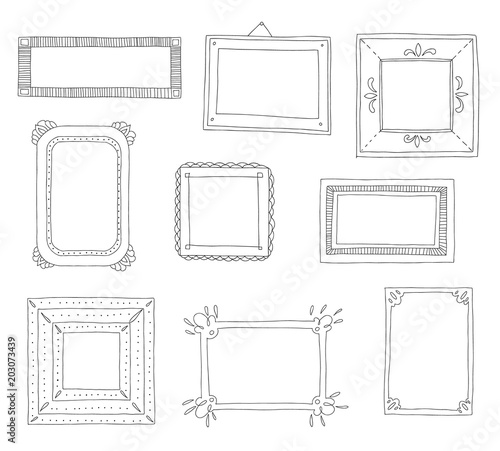 Decorative set template photo frames isolated on white background. Scrapbook concept. These photo frames you can use for kids picture or your love story. Vector illustration.