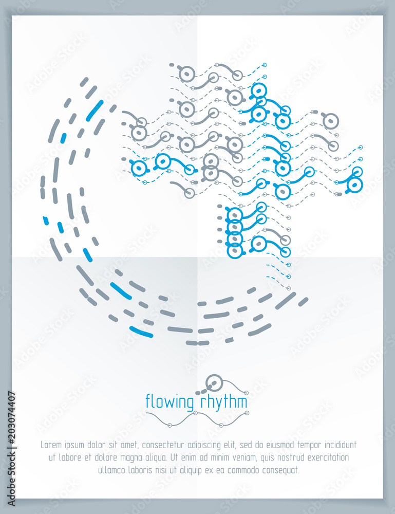 Abstract wavy lines rhythm pattern for use in graphic and web design. Vector technology flyer template. Abstract wavy lines rhythm pattern for use in graphic and web design. Vector technology flyer template.