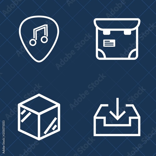 Premium set of outline vector icons. Such as paper, sign, concert, package, trip, pretty, arrow, ransack, pass, black, one, jazz, white, packaging, template, cardboard, 3d, website, person, button