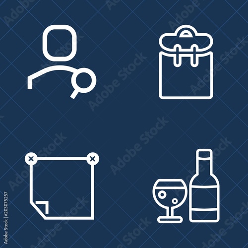 Premium set of outline vector icons. Such as professional, pass, bottle, glass, beverage, page, pretty, notepaper, red, people, mobile, sticky, computer, paper, passport, ransack, woman, person, stick