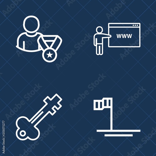 Premium set of outline vector icons. Such as key, profile, star, mexico, vintage, view, iron, sign, security, online, widget, application, web, start, mock-up, go, button, ocean, element, technology