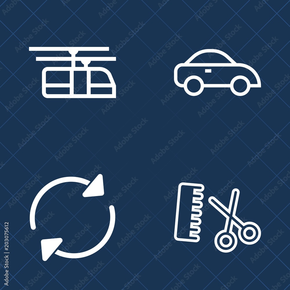 Premium set of outline vector icons. Such as danger, traffic, travel, reload, refresh, cab, blue, style, fashion, vehicle, railroad, stylist, sign, hairstyle, car, clear, salon, round, transport, rail Premium set of outline vector icons. Such as danger, traffic, travel, reload, refresh, cab, blue, style, fashion, vehicle, railroad, stylist, sign, hairstyle, car, clear, salon, round, transport, rail